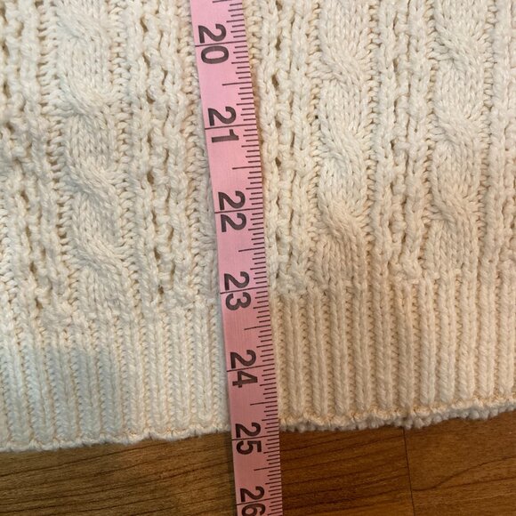 TLC Men's Fisherman's Sweater XL Cream Cotton Cable Knit - Picture 4 of 7